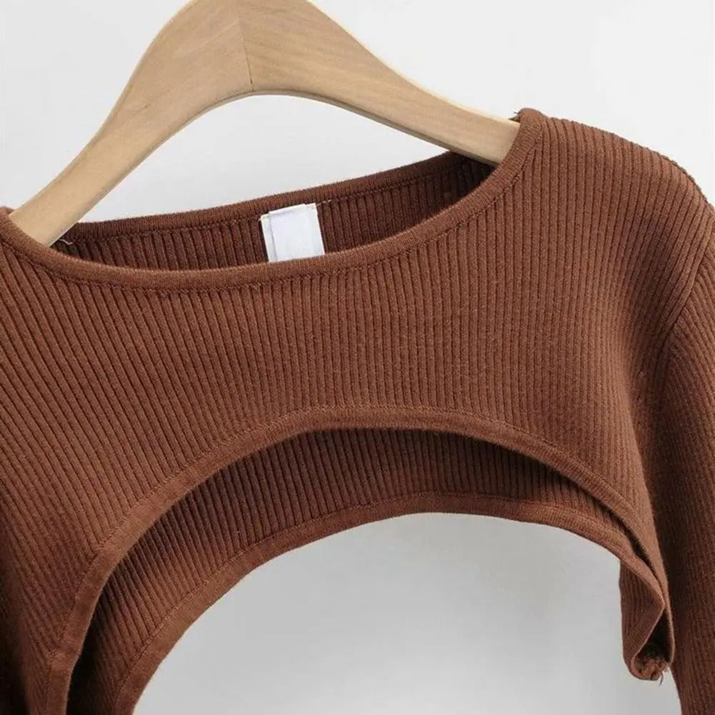 Blød strikket Crop Top til kvinder