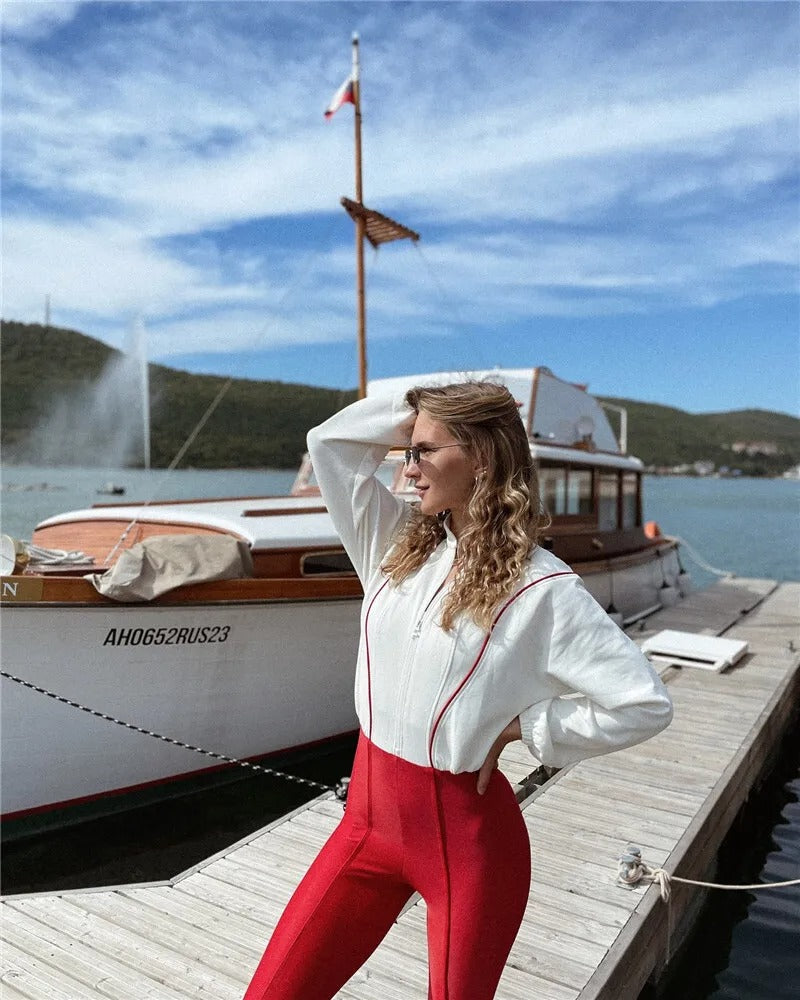 Langærmet jumpsuit med rullekrave til kvinder