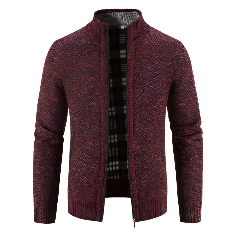 Varm fleece-cardigan med lynlås til mænd