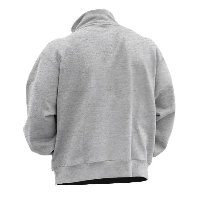 Sweatshirt med standkrave og halv lynlås til mænd