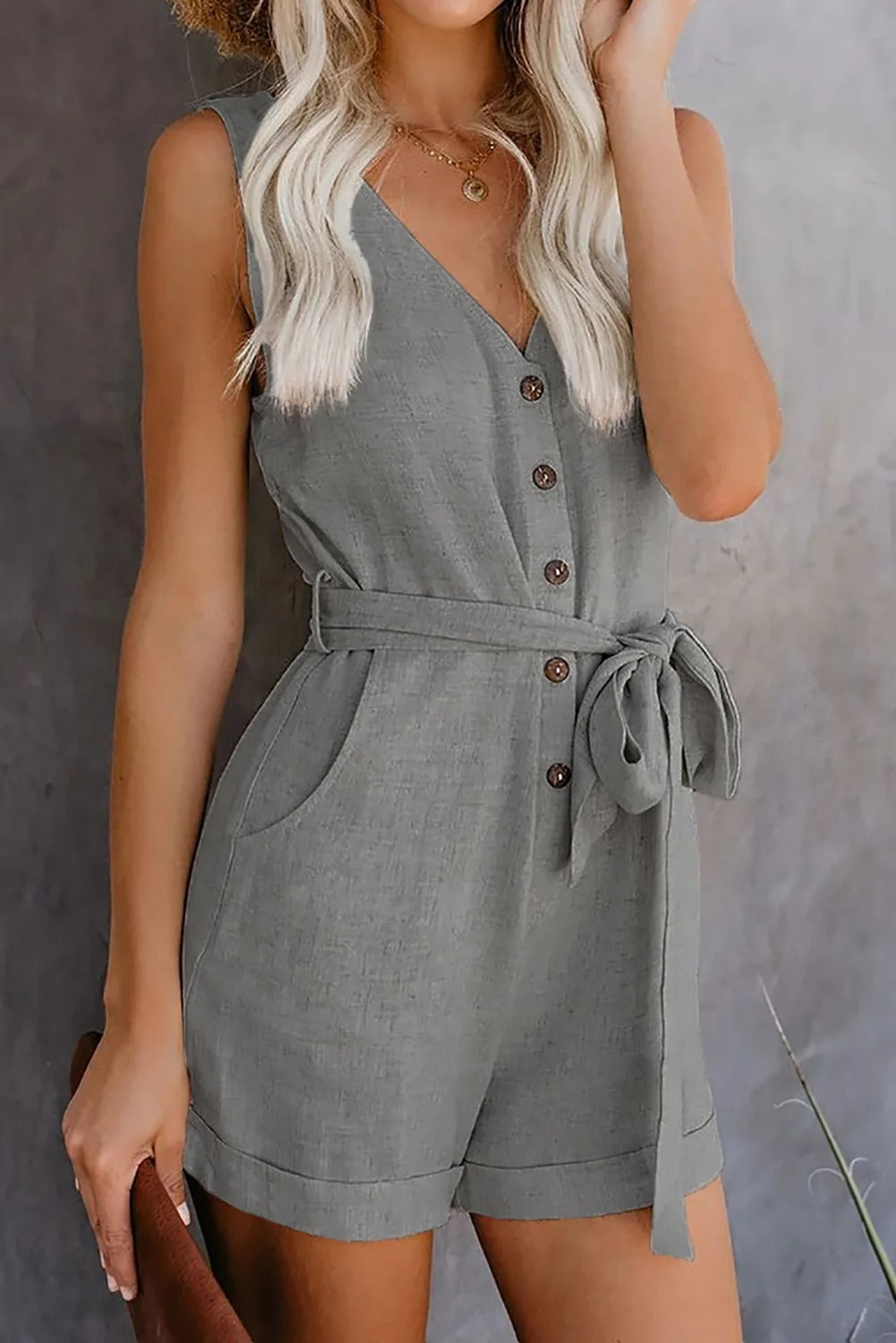 Afslappet jumpsuit med V-hals til kvinder