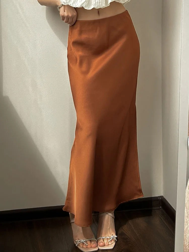 Kvinder split satin nederdel