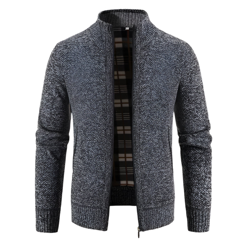 Varm fleece-cardigan med lynlås til mænd