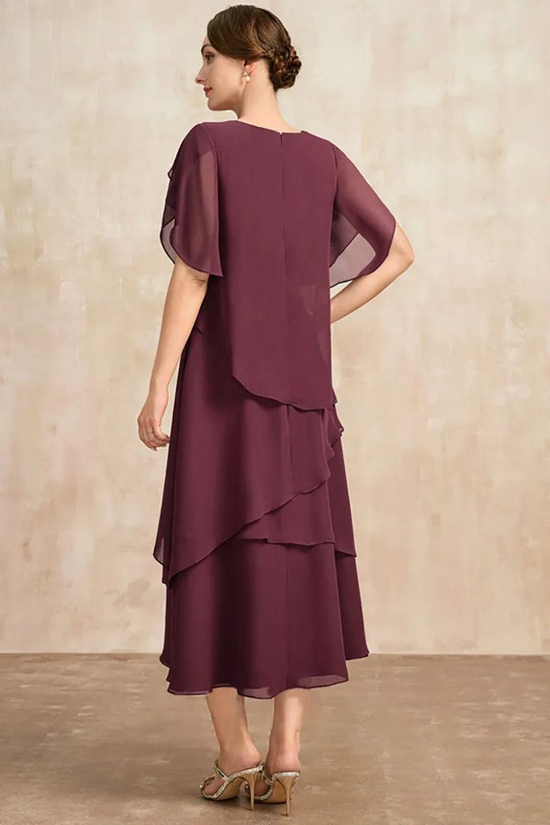 Kvinders plus size lagdelt chiffonkjole