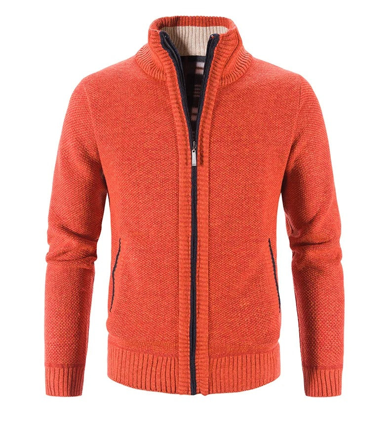 Varm fleece-cardigan med lynlås til mænd