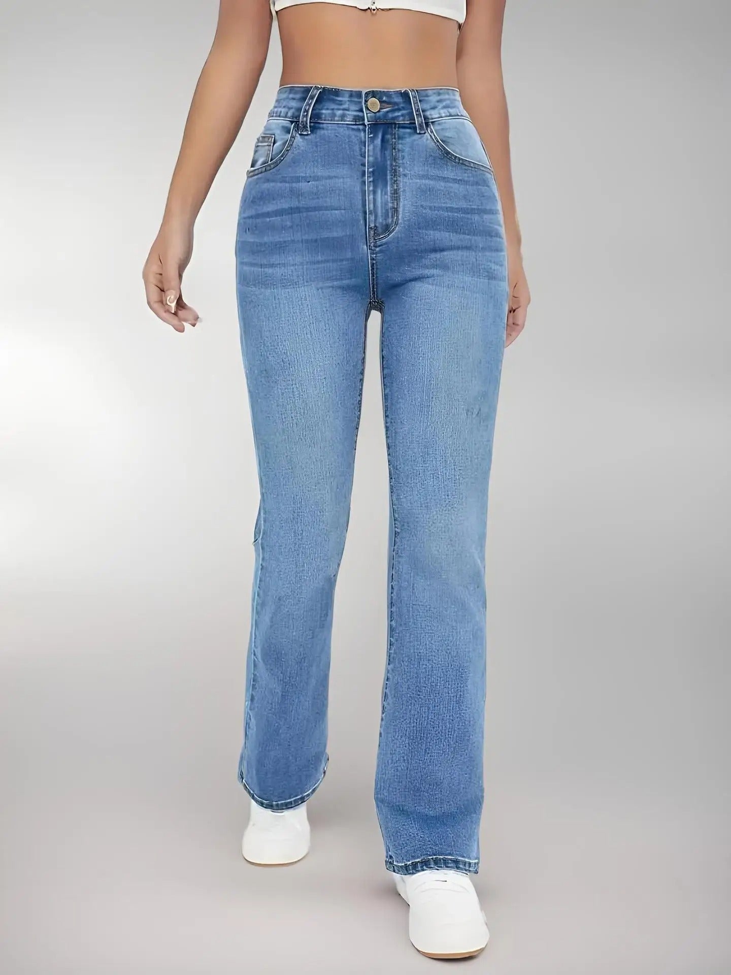 Højtaljede jeans til kvinder til hverdagsbrug