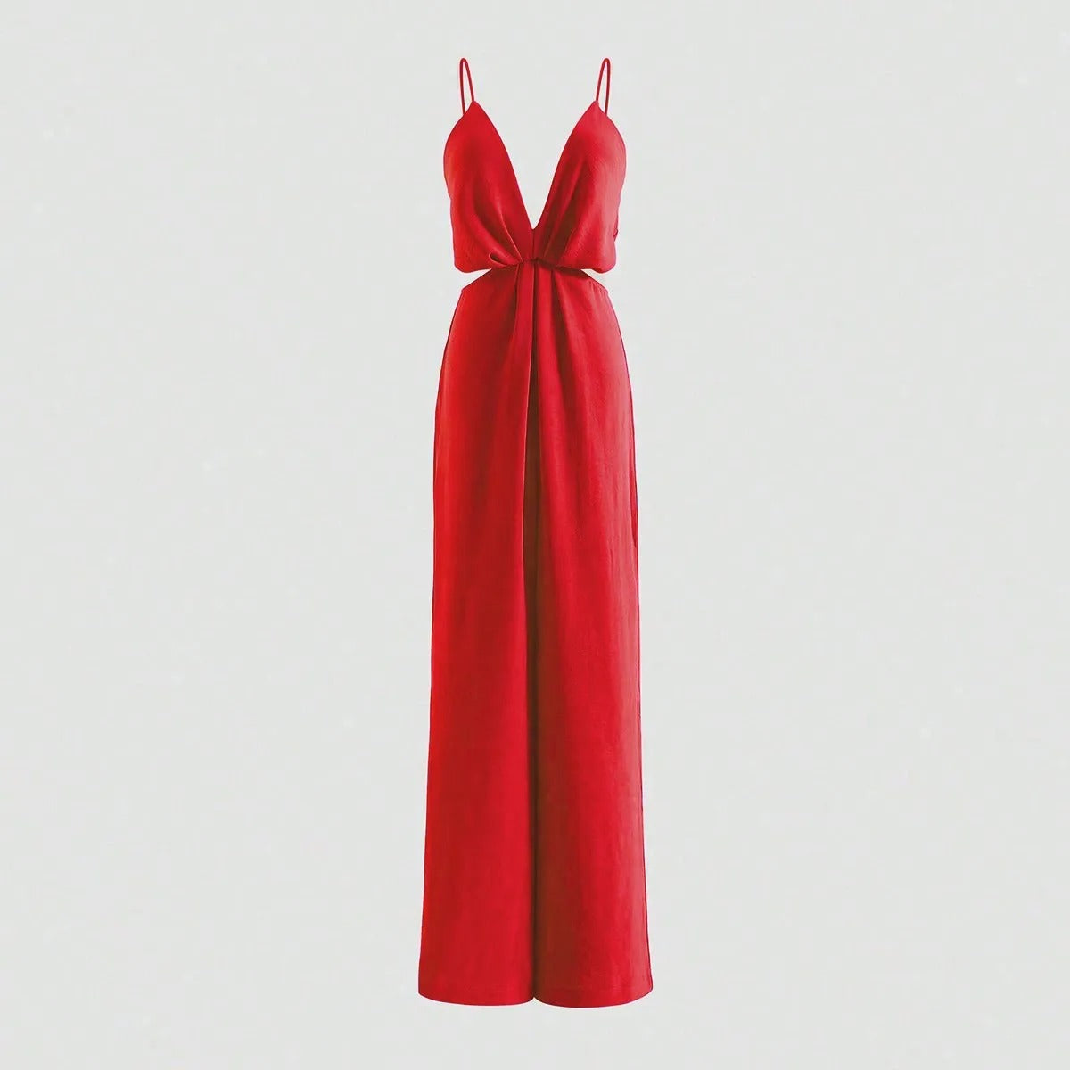 Udhulet plisseret jumpsuit med brede ben