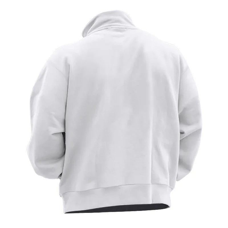 Sweatshirt med standkrave og halv lynlås til mænd