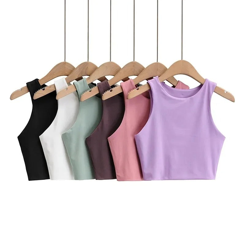 Ærmeløs O-hals Slim Fit Tank Top til kvinder