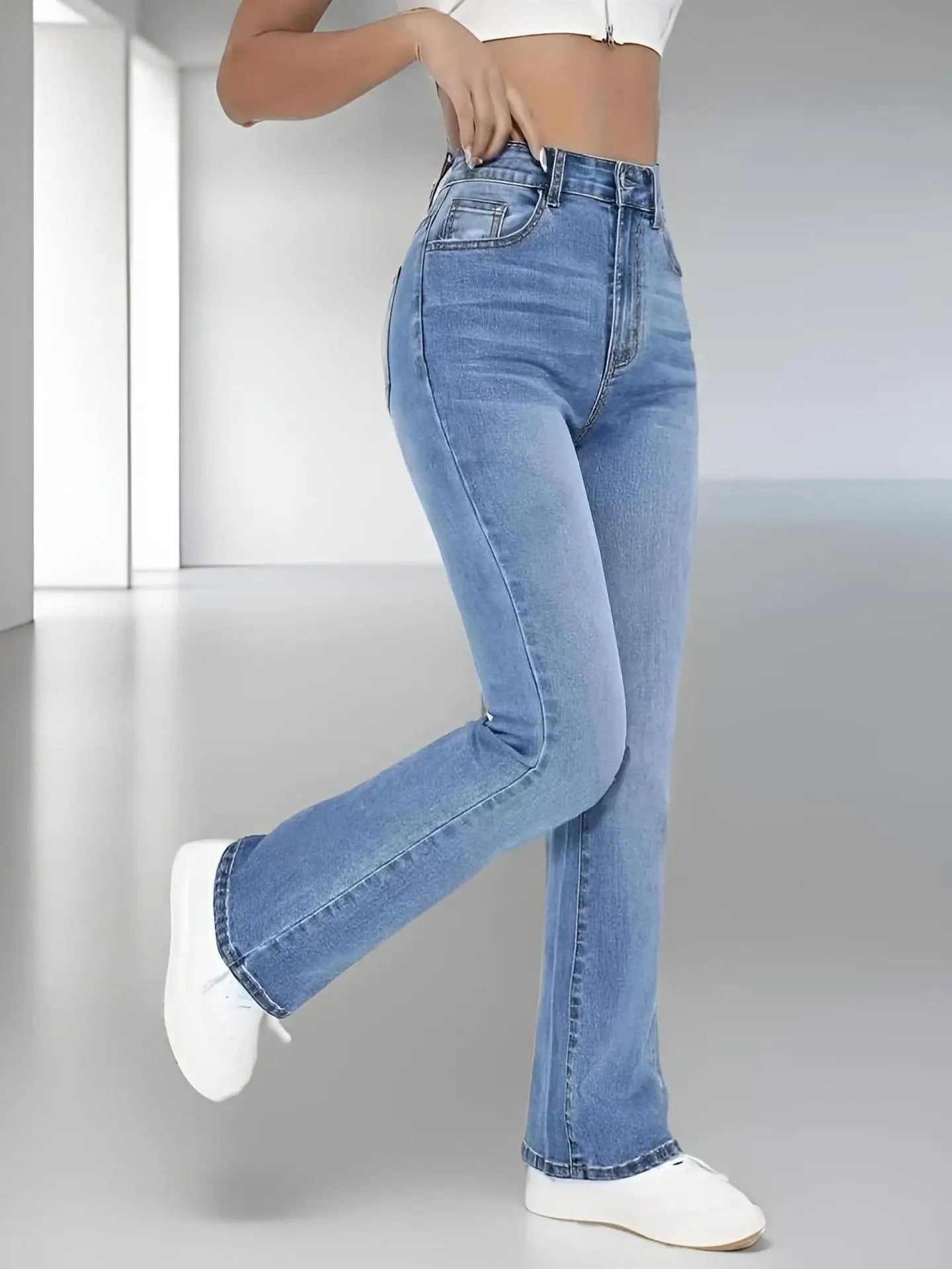 Højtaljede jeans til kvinder til hverdagsbrug