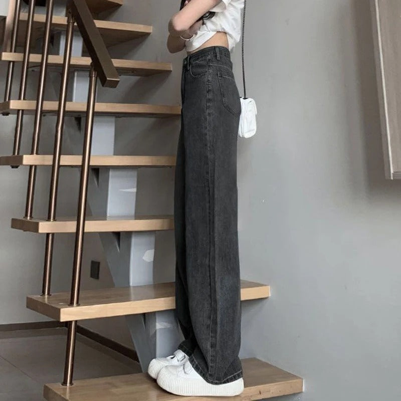 Vintage jeans med brede ben til kvinder