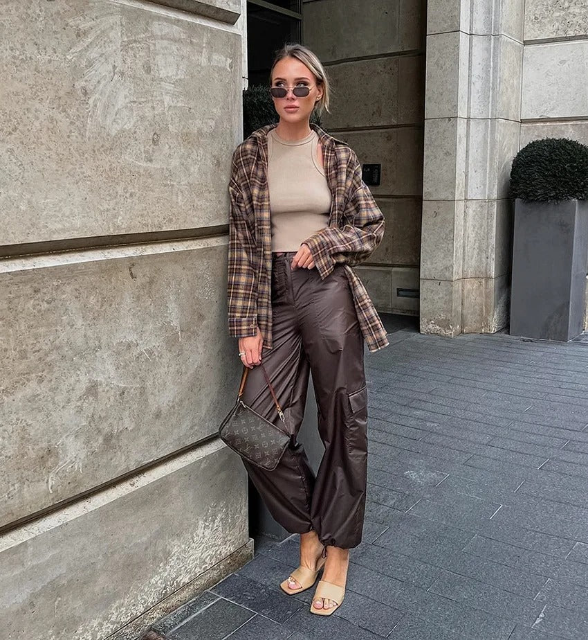 Dame vintage ternet langærmet bluse