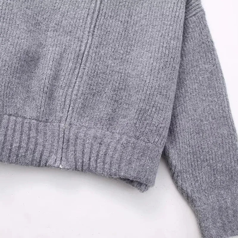Casual strikket sweater med lynlås til kvinder