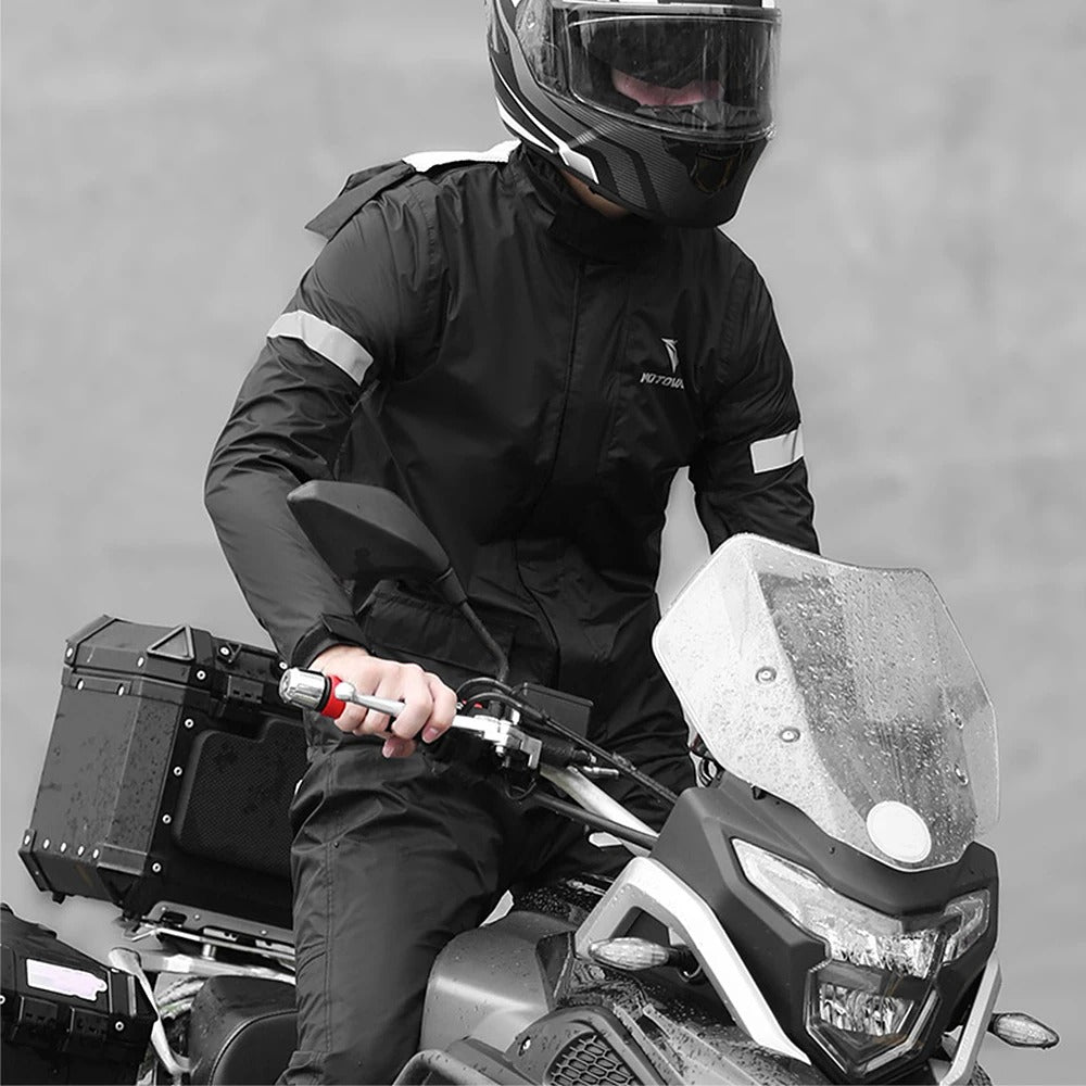 Reflekterende regndragt til motorcykel