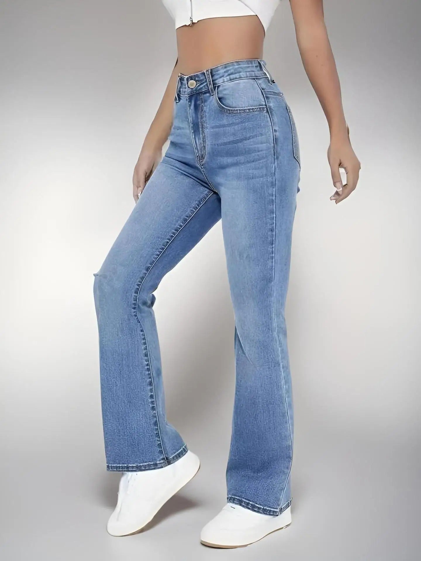 Højtaljede jeans til kvinder til hverdagsbrug