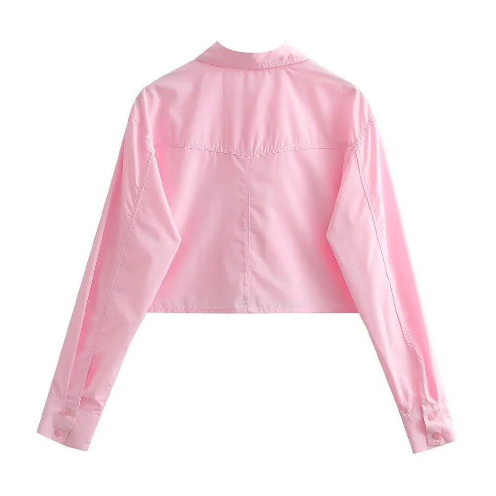 Loose Cropped Poplin skjorte til kvinder