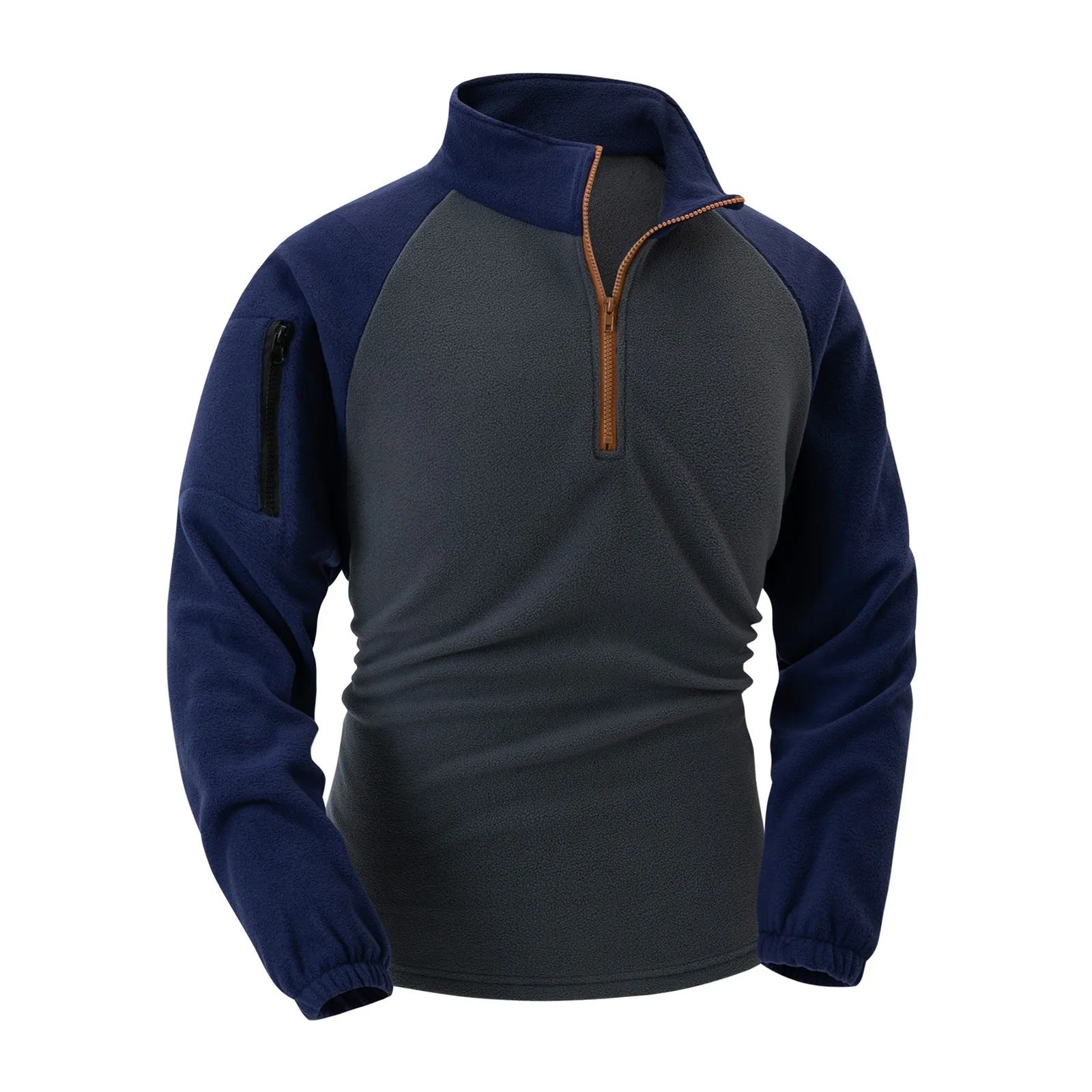 Fleece-sweater med ærmer og lommer til mænd