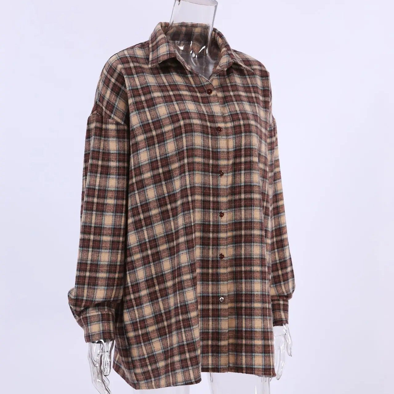 Dame vintage ternet langærmet bluse