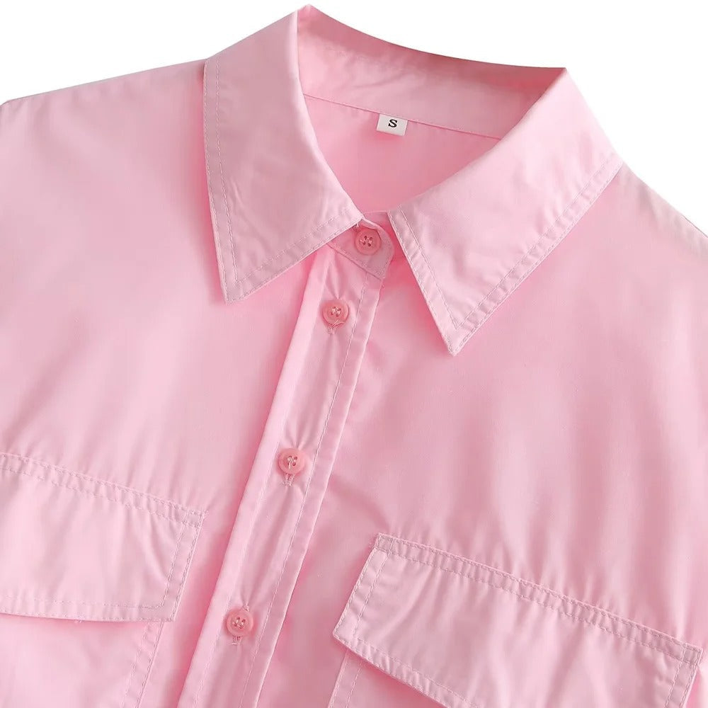 Loose Cropped Poplin skjorte til kvinder