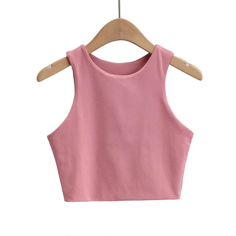 Ærmeløs O-hals Slim Fit Tank Top til kvinder