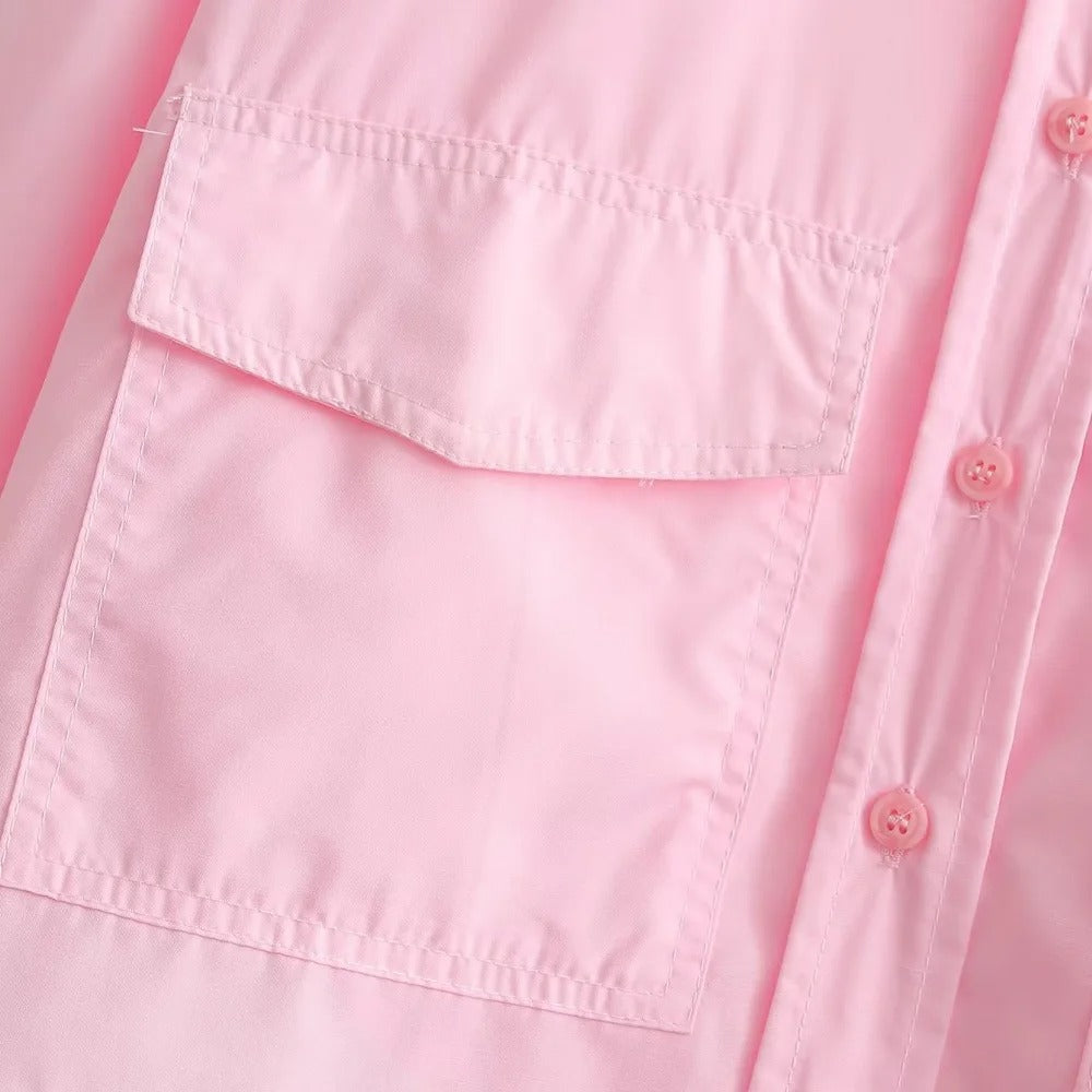 Loose Cropped Poplin skjorte til kvinder