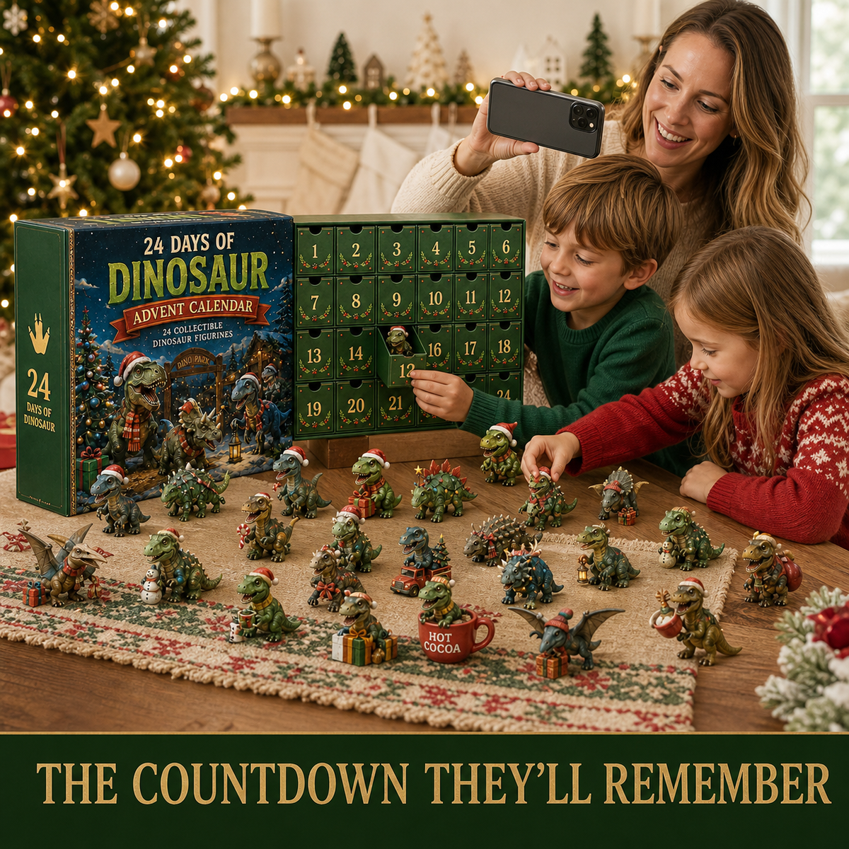 Dinosaur Christmas Advent Calendar – 24 Days, 24 Dino Collectible Figures