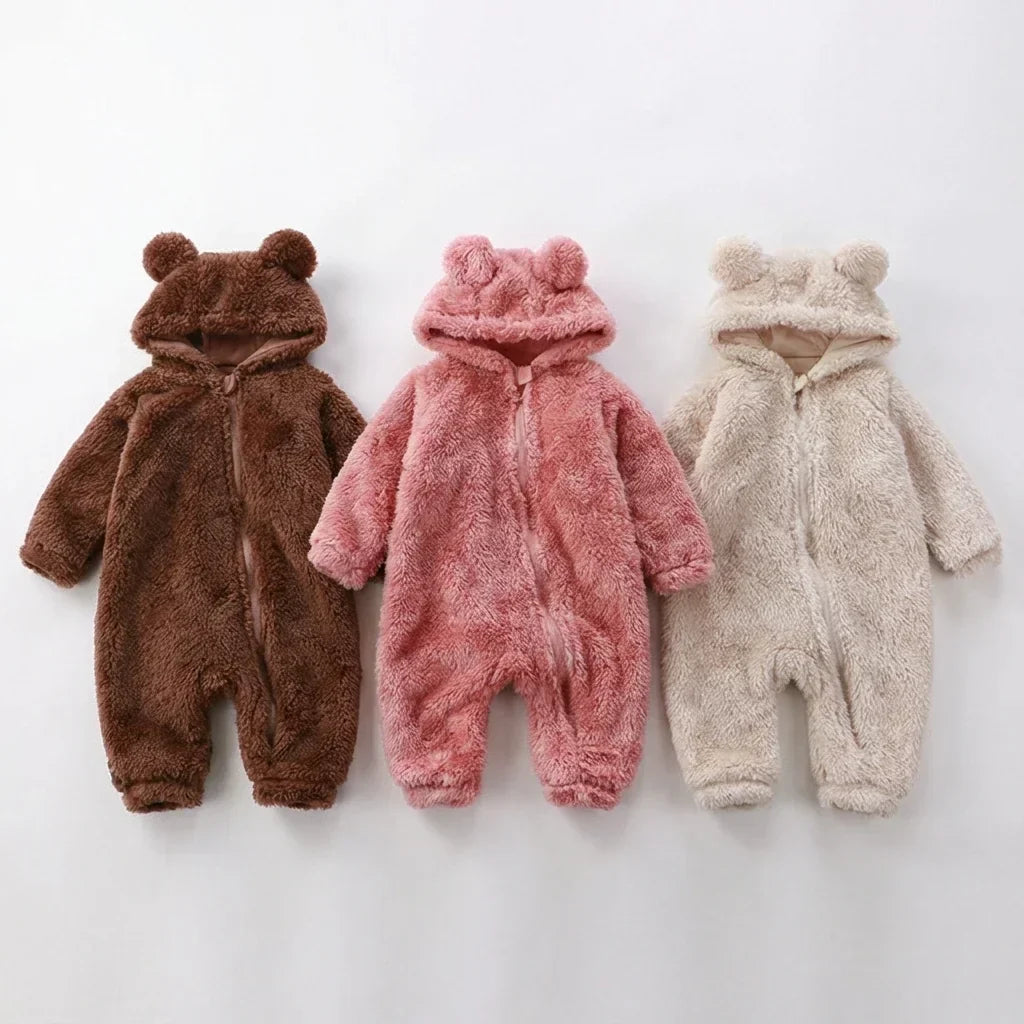 BabyBear | Plush Bjørn Vinter Baby Overall Blød Cozy Outfit