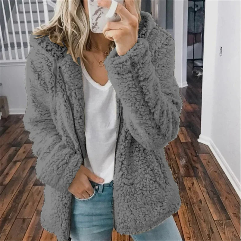 Olivia Kvinders Cardigan – Blød Oversized & Behagelig Fleece Cardigan til Vinter