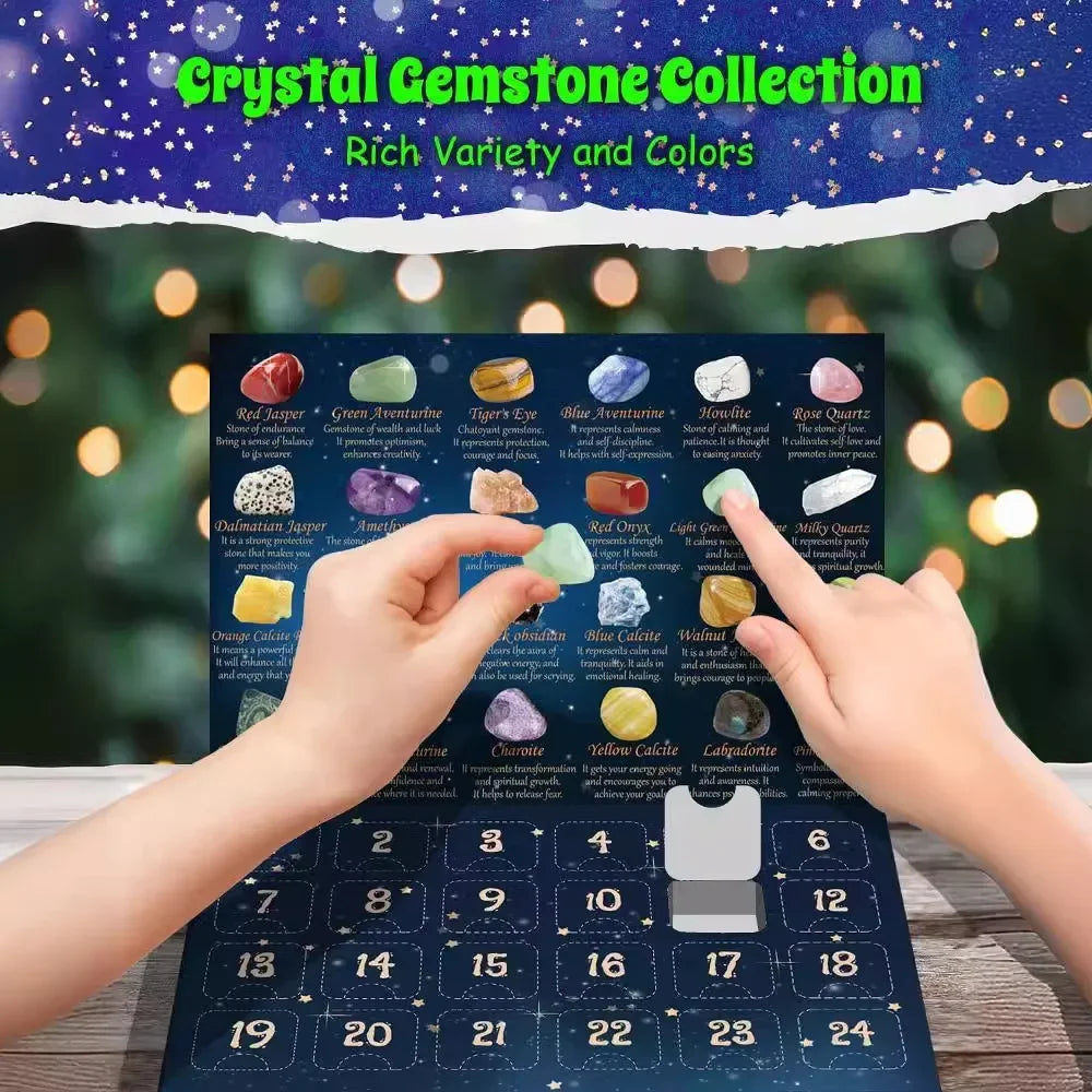 Gemstone Advent Calendar for Children - 24 Genuine Gemstones