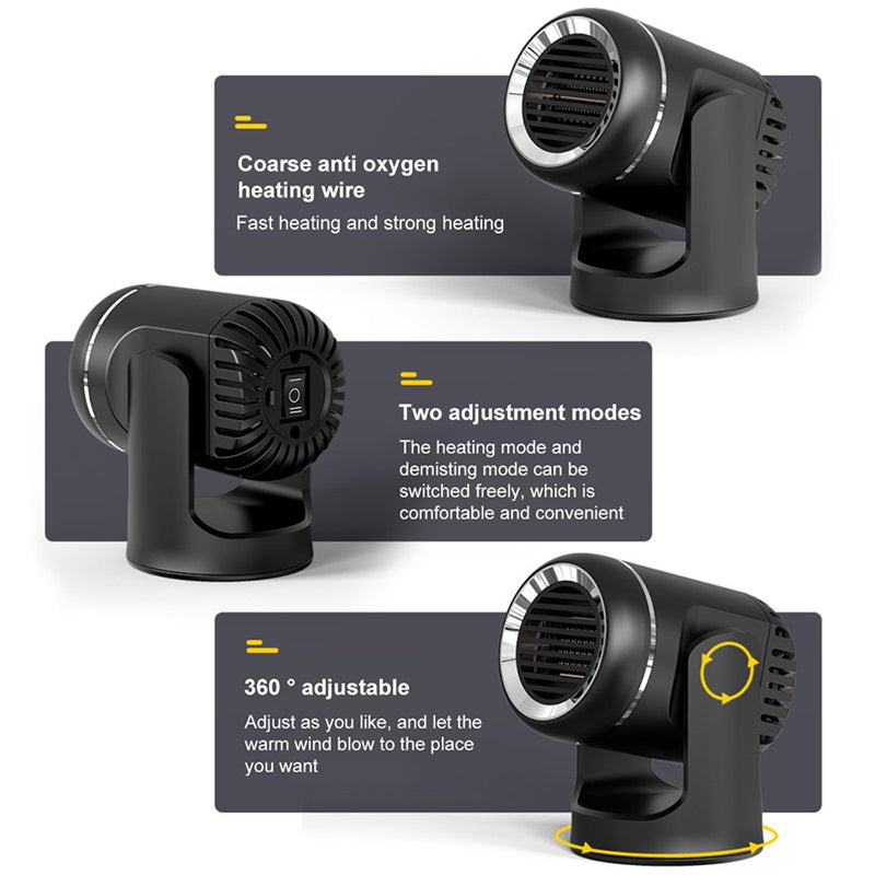 12V Car Heater – Portable Car Heater with 360° Rotation & Safety