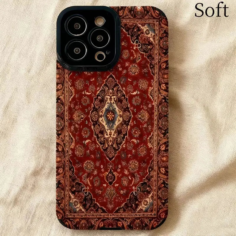 iPhone 11, 12, 13, 14, 15, 16, 17 Pro Max, Pro, Plus Cover med Persisk Tæppe Mønster