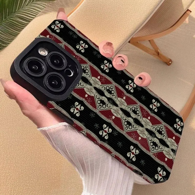 iPhone 11, 12, 13, 14, 15, 16, 17 Pro Max, Pro, Plus Cover med Persisk Tæppe Mønster