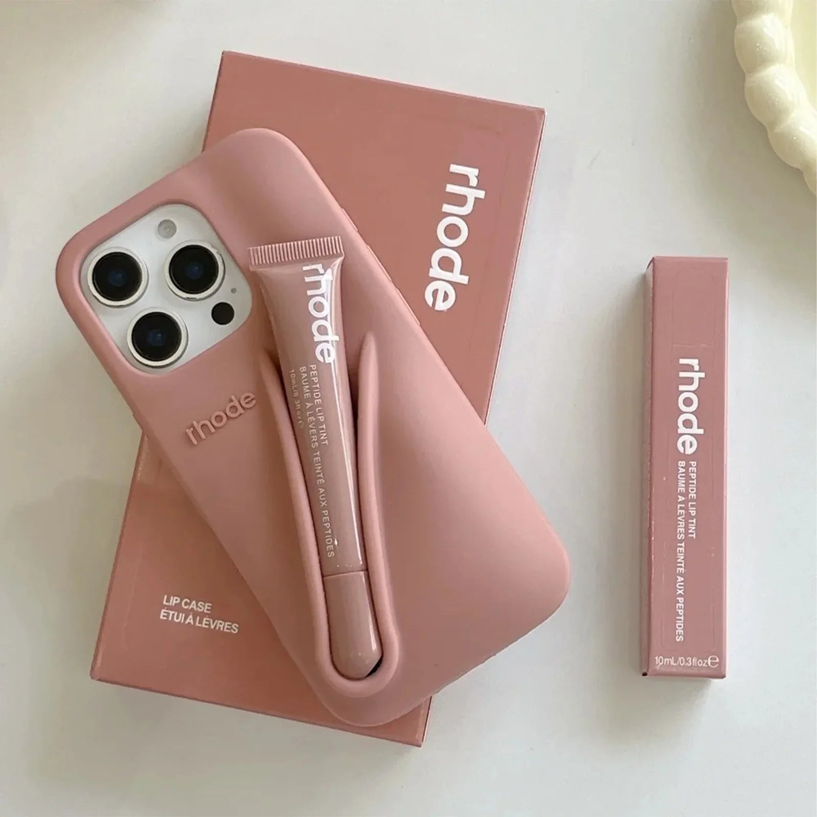iPhone 13, 14, 15, 16, 17 Pro Max, Pro Etui med Lip Gloss Sæt