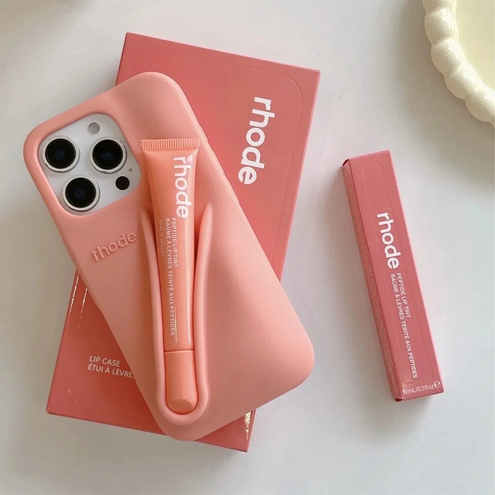 iPhone 13, 14, 15, 16, 17 Pro Max, Pro Etui med Lip Gloss Sæt
