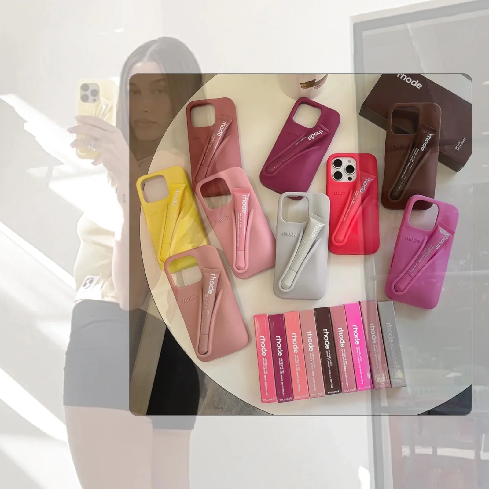 iPhone 13, 14, 15, 16, 17 Pro Max, Pro Etui med Lip Gloss Sæt