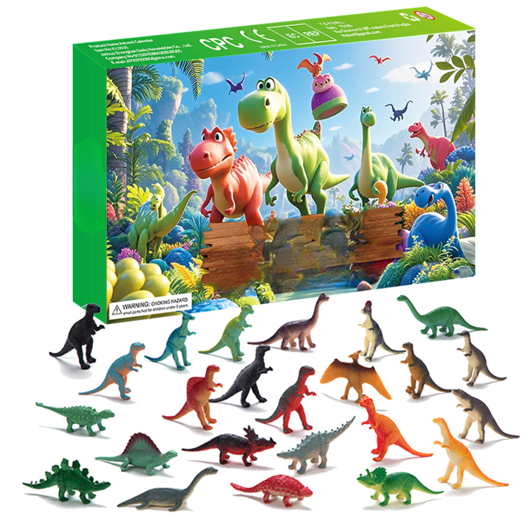 Dino-adventskalender – 24 dinosauriesamlarfigurer för barn