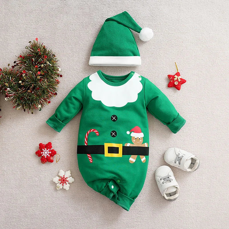 SantaSnug™ – Blødt Julekostume i Bomuld – Babys Første Juleoutfit