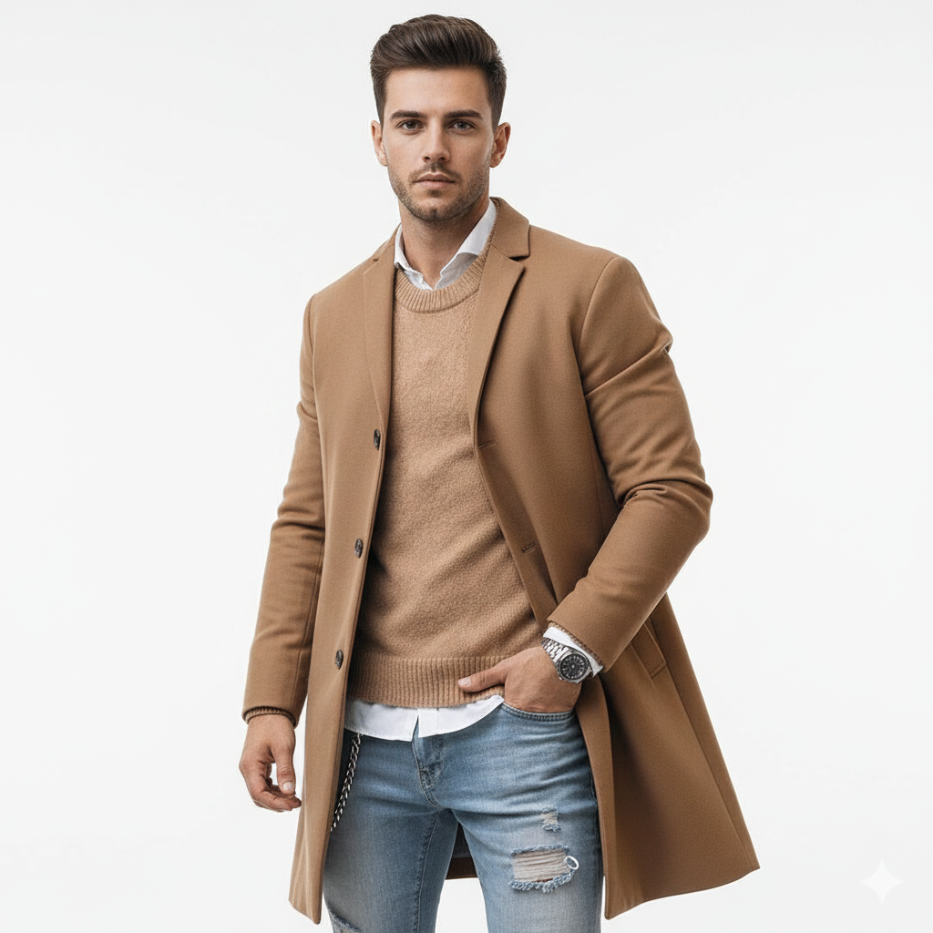 Norlan Herre Enkeltknappet Frakke – Slim Fit & Moderne Stil