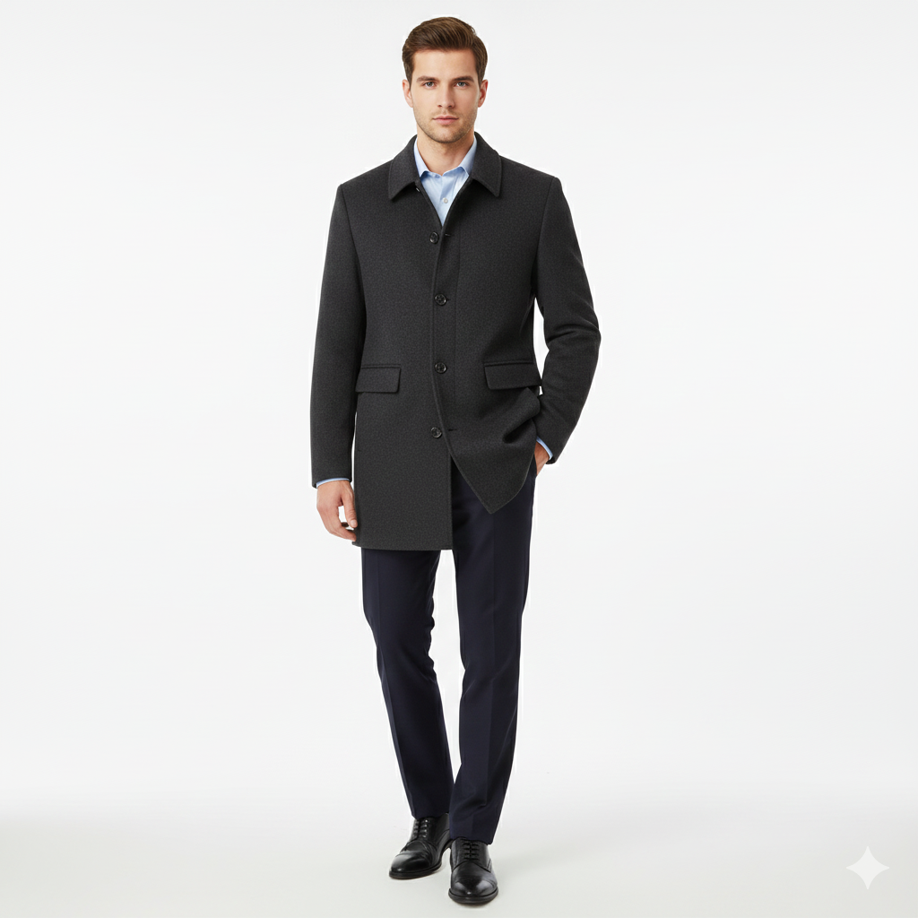 Langford Herre Uld Trench Coat – Slim Fit & Tidøs Elegance