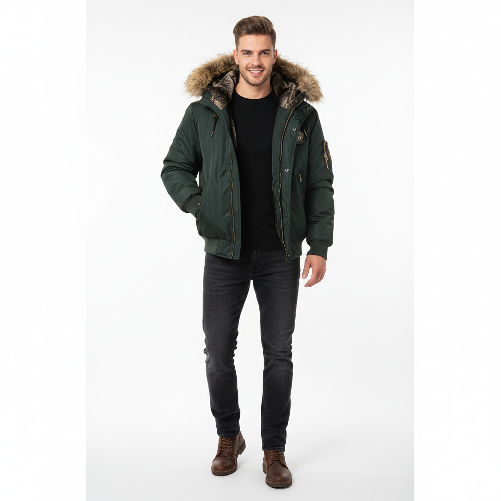 Ivan Bomber Quilted Mand – Hætte med Fake Fur, Varm & Urban Stil