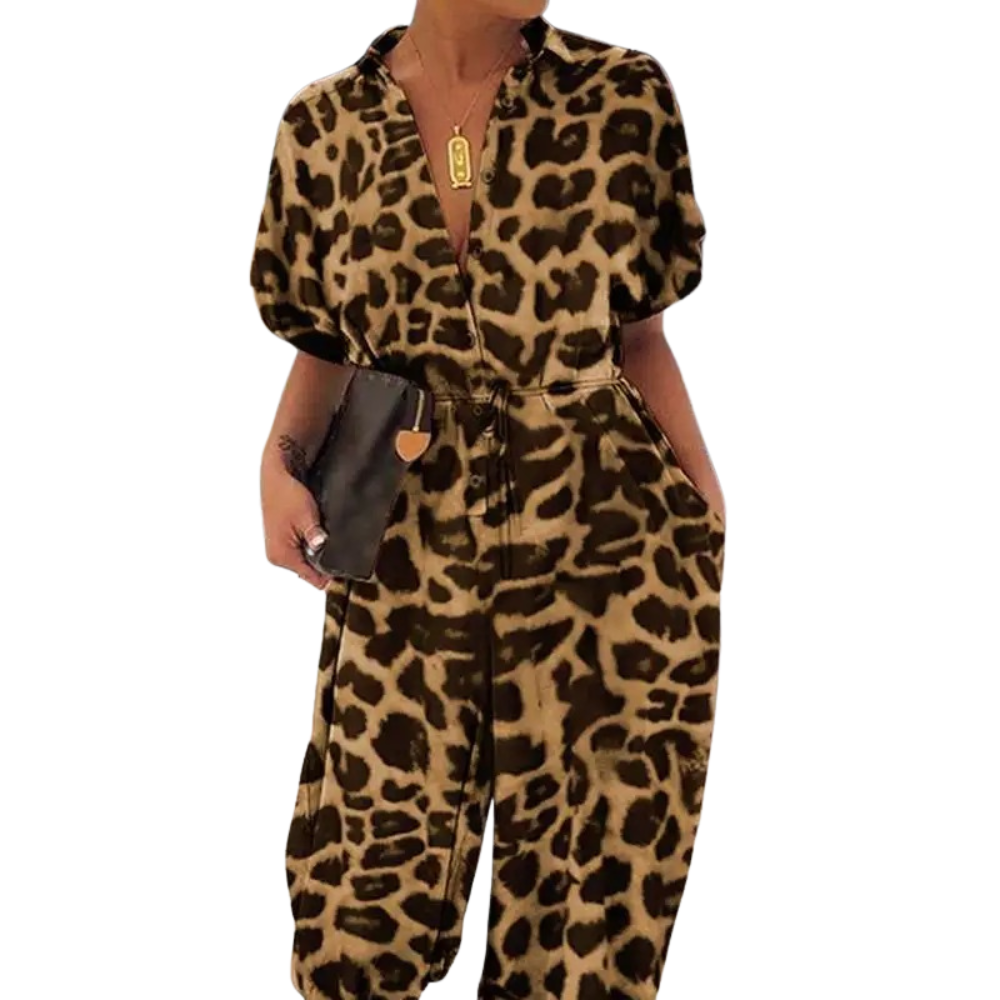 V-hals med knude i leopardprint til kvinder
