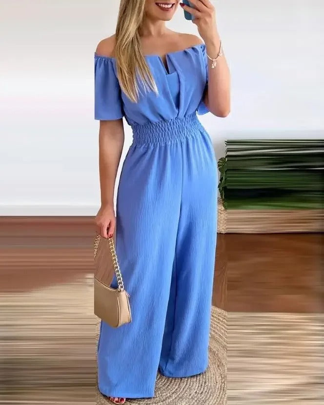 Off Shoulder Jumpsuit med brede ben til kvinder