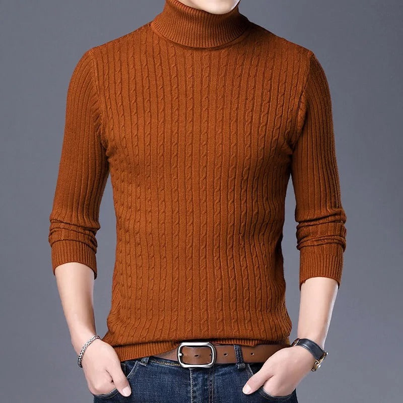 Strikket rullekravesweater til mænd