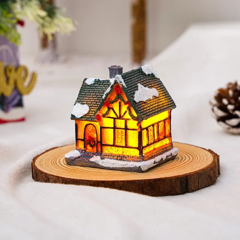 6 stk. sæt LED-julescene-landsbyhuse