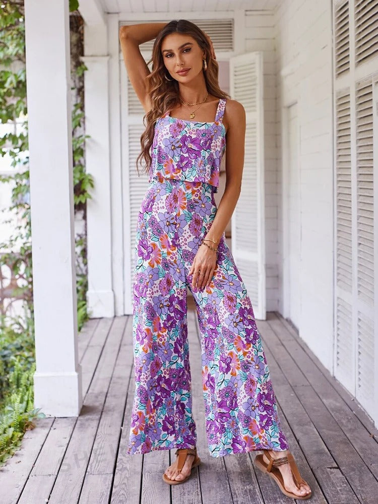 Romper uden ryg med blomsterprint