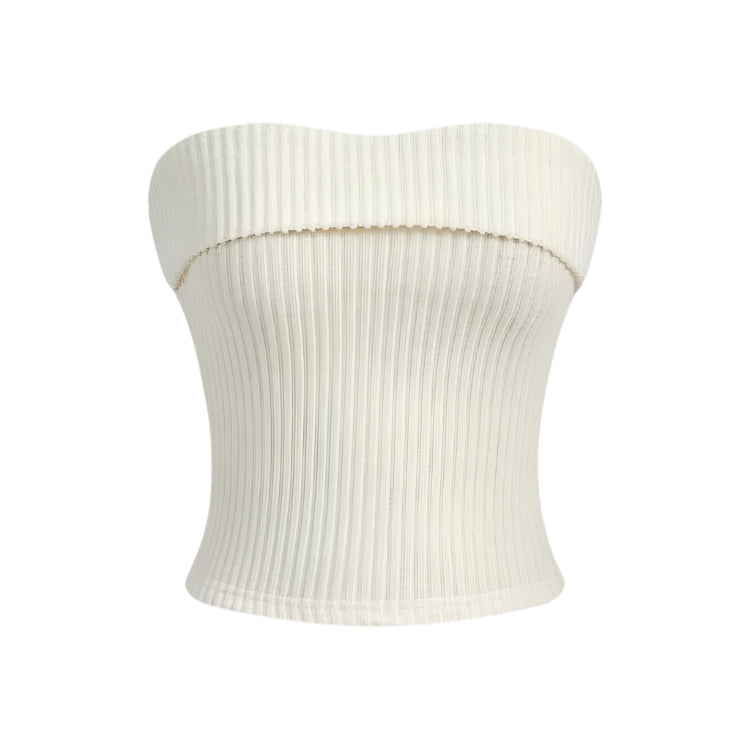 Ribbet stropløs slim fit tube top til kvinder
