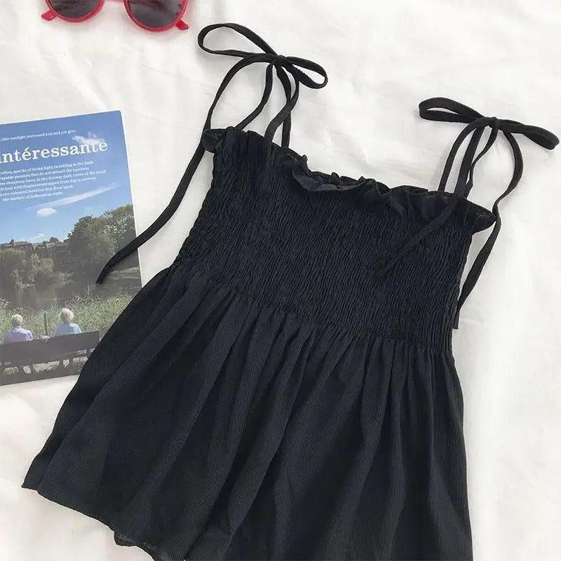 Kvinders sløjfegrime Rygløs plisseret Crop Top