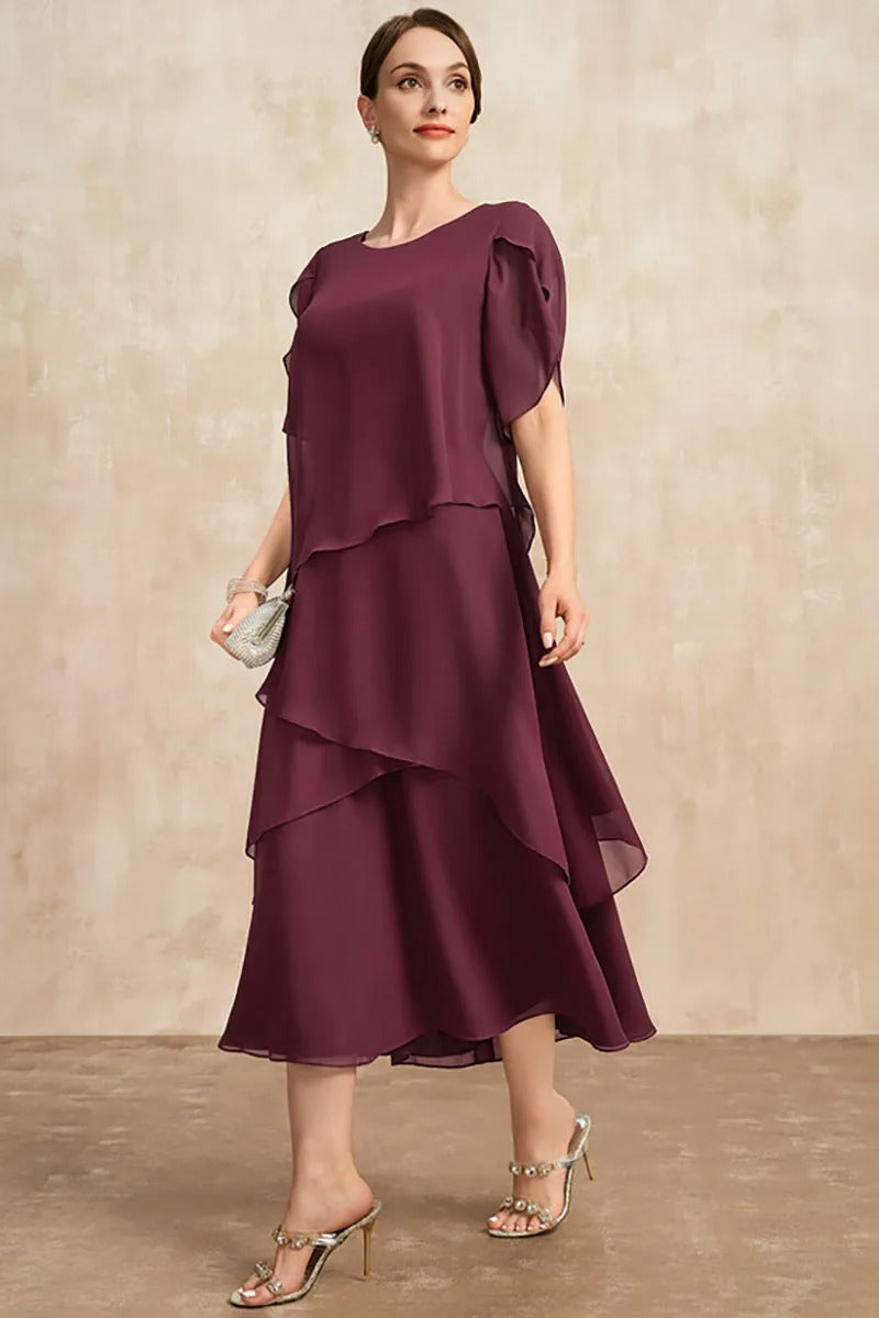 Kvinders plus size lagdelt chiffonkjole