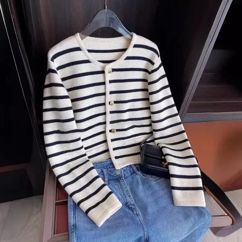 Stribet cardigan til damer