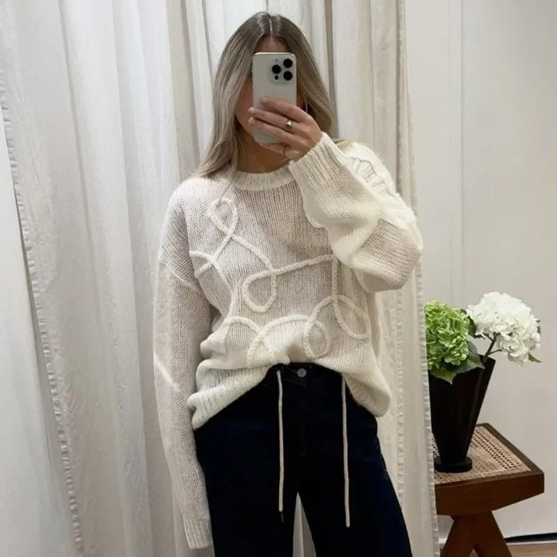 Løs strikket sweater til kvinder